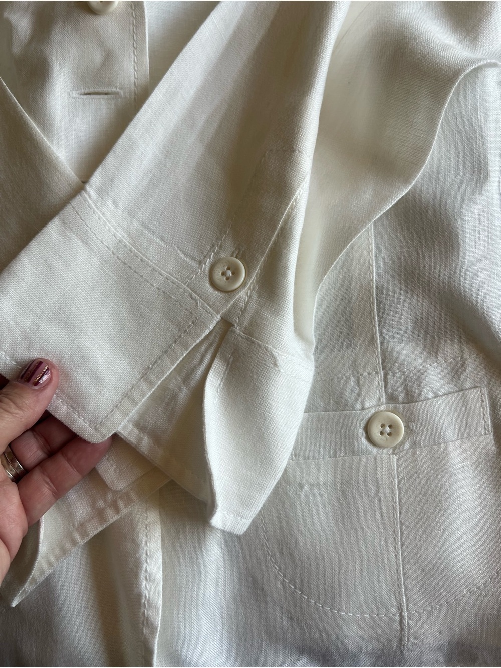 Talbots White Button-Front Linen-Blend Jacket - Picture 6 of 7